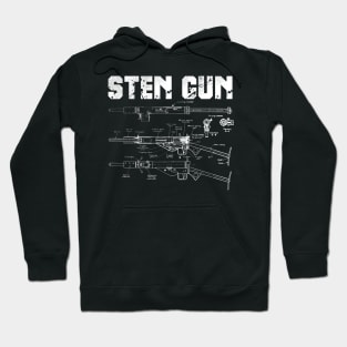 World War 2 Weapon Blueprint Sten Gun Hoodie